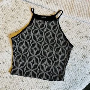 Sparkly Retro High Necked Tank Crop | EUC Size M